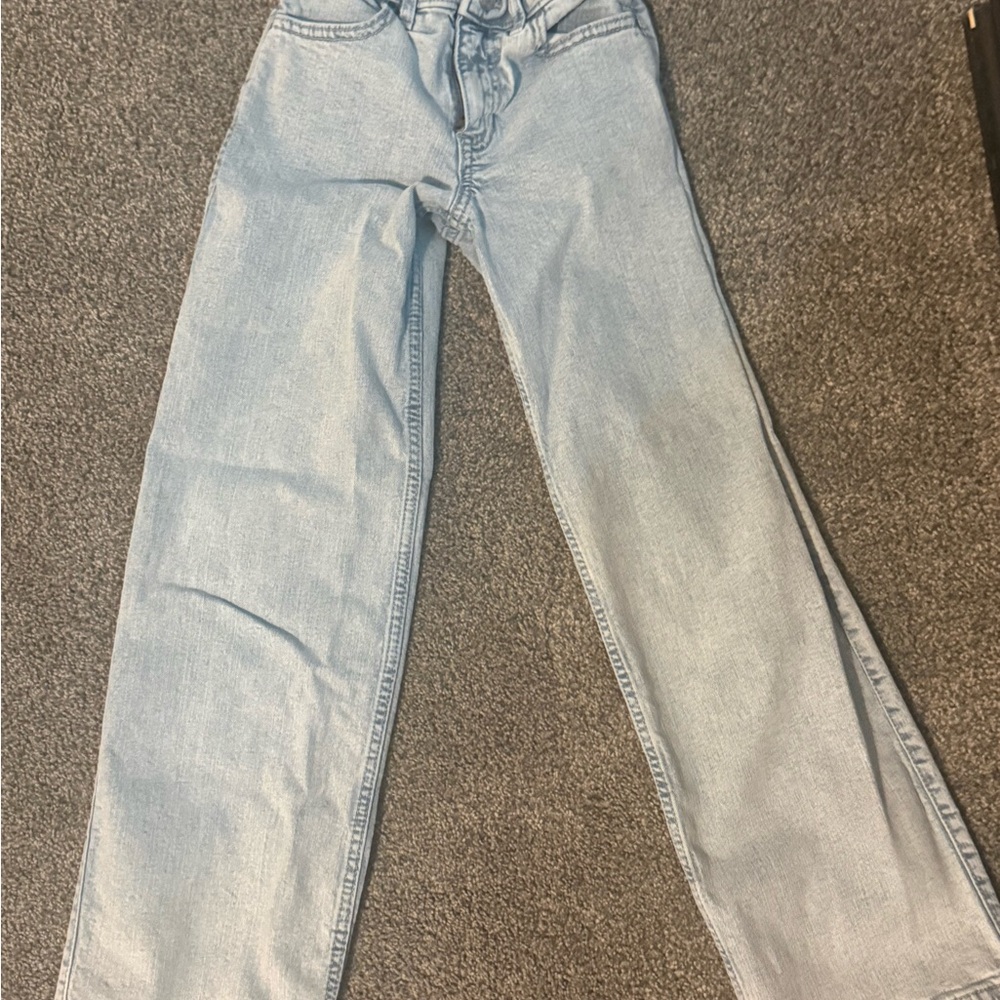 abercrombie kids Light Wash wide-Leg Jeans - 7/8 LONG